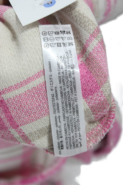 Zara Women Basic Jacket Pink Plaid Collared Button Long Sleeve Fall Size S