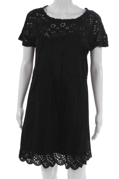 Madewell Womens Shift Dress Black Button Short Sleeve 100% Cotton Size 0