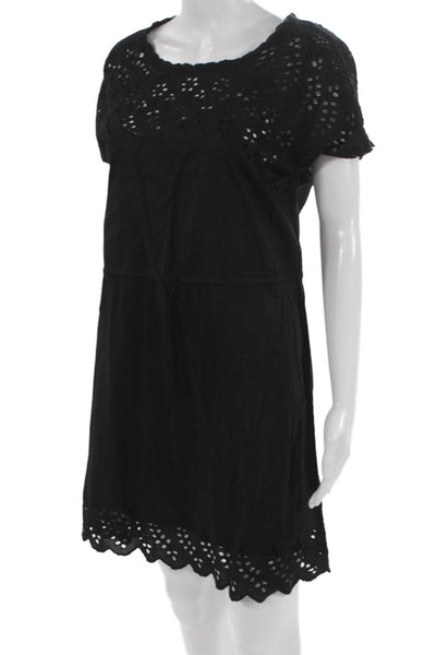 Madewell Womens Shift Dress Black Button Short Sleeve 100% Cotton Size 0