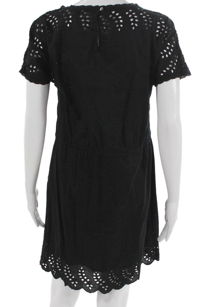 Madewell Womens Shift Dress Black Button Short Sleeve 100% Cotton Size 0