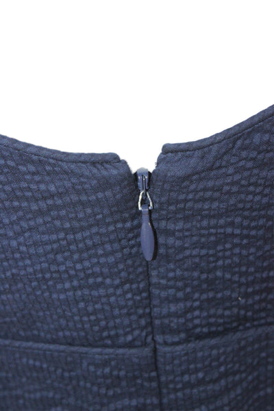 J Crew Women Fit & Flare Dress Blue Cotton Boat Neck Sleeveless Short Size 6P