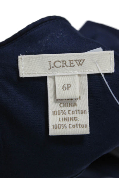 J Crew Women Fit & Flare Dress Blue Cotton Boat Neck Sleeveless Short Size 6P