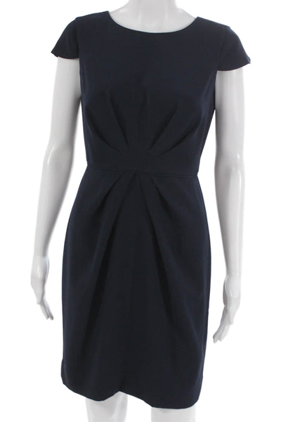 J Crew Womens Petite Blue Short Sleeve Sheath Dress Zip Size 4
