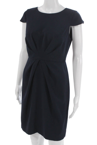 J Crew Womens Petite Blue Short Sleeve Sheath Dress Zip Size 4