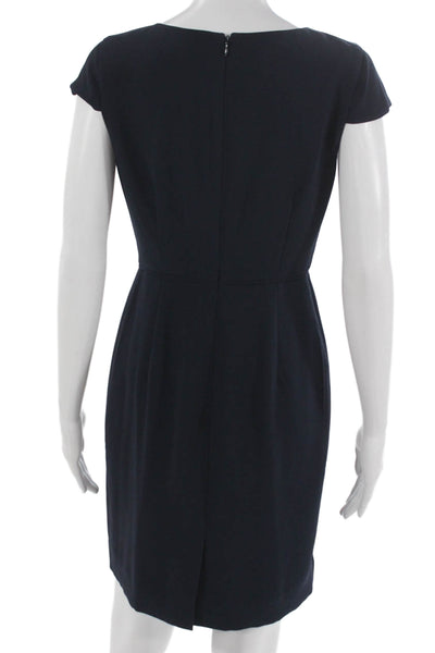 J Crew Womens Petite Blue Short Sleeve Sheath Dress Zip Size 4