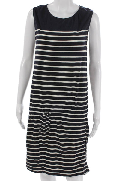 J Crew Women Shift Dress Blue Striped Scoop Neck Sleeveless Size XS