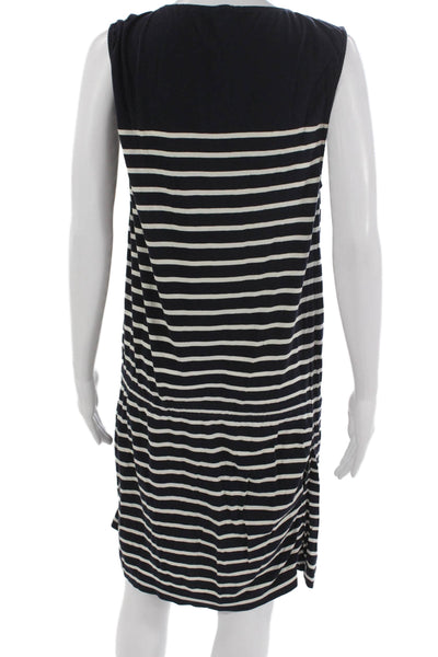 J Crew Women Shift Dress Blue Striped Scoop Neck Sleeveless Size XS