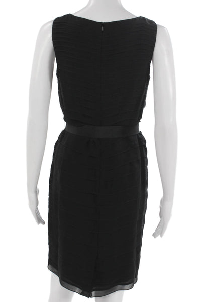 Talbots Women Sheath Dress Black Silk Sleeveless Round Neck Size 4 Petite