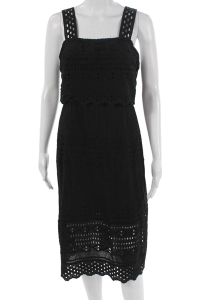J Crew Womens Black Sundress Square Neck Sleeveless Cotton Long Size 2 Petite