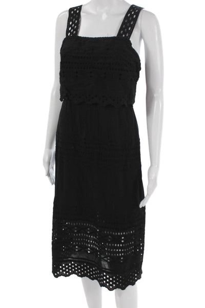 J Crew Womens Black Sundress Square Neck Sleeveless Cotton Long Size 2 Petite