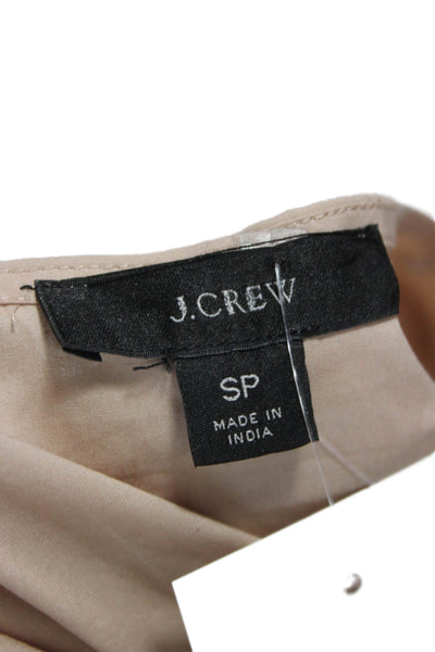 J Crew Womens Wrap Dress Beige Cotton V-Neck Short Sleeve Size S