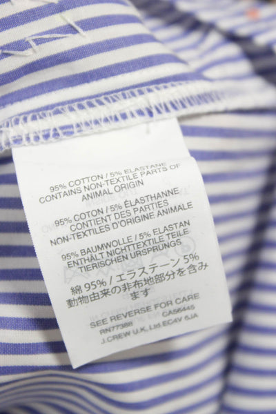 J Crew Womens Blue Striped Cotton Crew Neck 3/4 Sleeve Basic Blouse Size 0