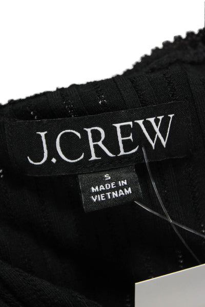 J Crew Women Basic T Shirt Black Crew Neck Long Sleeve 55% Cotton Size S