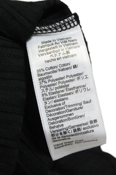 J Crew Women Basic T Shirt Black Crew Neck Long Sleeve 55% Cotton Size S