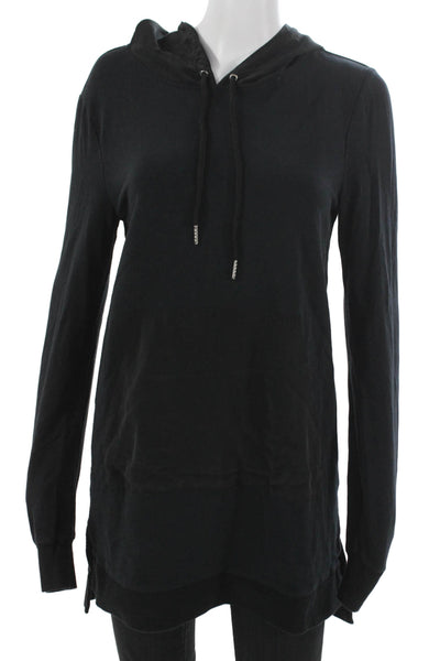 L'Agence Women Tunic T-Shirt Black Cotton Crew Neck Longsleeve Pullover Size XS
