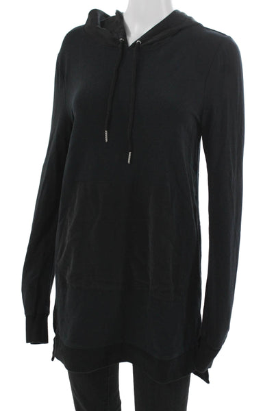 L'Agence Women Tunic T-Shirt Black Cotton Crew Neck Longsleeve Pullover Size XS
