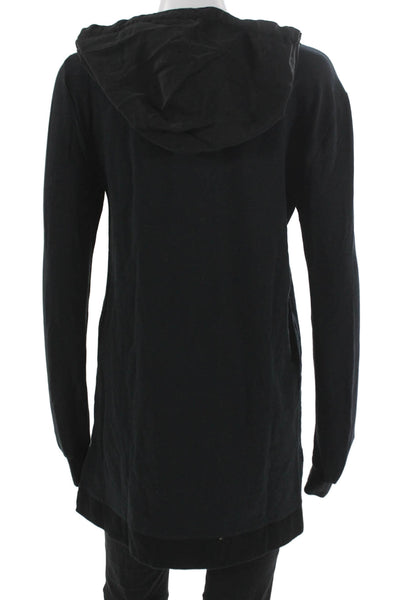 L'Agence Women Tunic T-Shirt Black Cotton Crew Neck Longsleeve Pullover Size XS