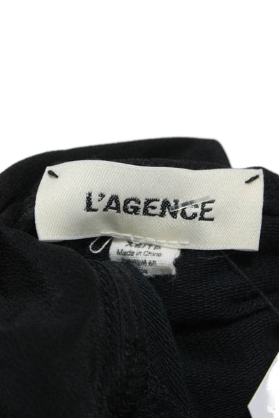 L'Agence Women Tunic T-Shirt Black Cotton Crew Neck Longsleeve Pullover Size XS