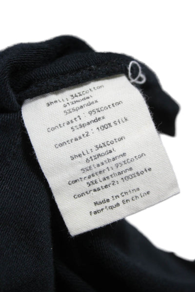 L'Agence Women Tunic T-Shirt Black Cotton Crew Neck Longsleeve Pullover Size XS