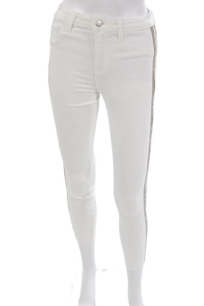 L'Agence Women Skinny Jeans White High Rise Button Size 26