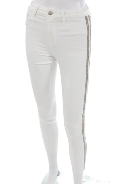 L'Agence Women Skinny Jeans White High Rise Button Size 26