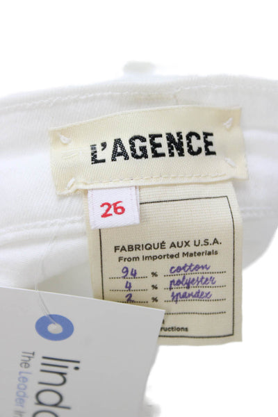 L'Agence Women Skinny Jeans White High Rise Button Size 26