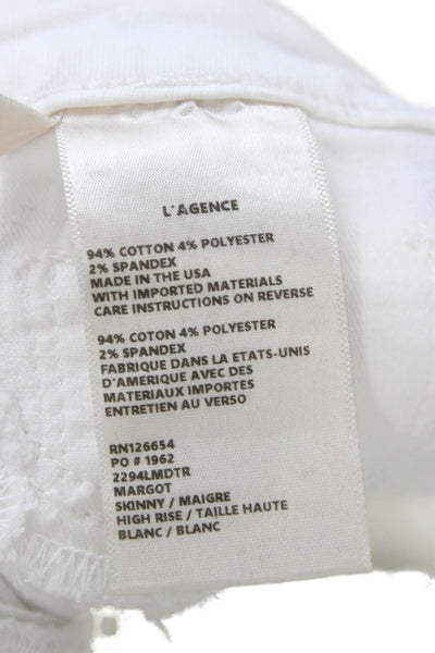 L'Agence Women Skinny Jeans White High Rise Button Size 26