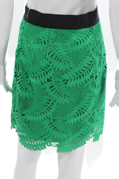 Milly Womens Floral Green Polyester Short Sleeve Round Neck Set Zip Size S