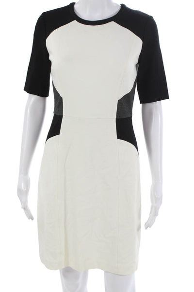 Milly Womens Sheath Dress Black Colorblock Short Sleeve Zip Size S