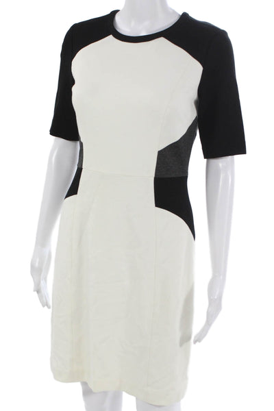 Milly Womens Sheath Dress Black Colorblock Short Sleeve Zip Size S
