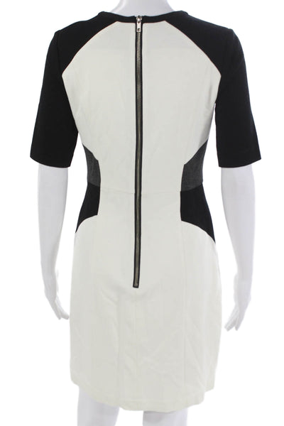 Milly Womens Sheath Dress Black Colorblock Short Sleeve Zip Size S