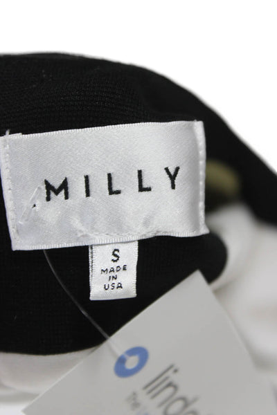 Milly Womens Sheath Dress Black Colorblock Short Sleeve Zip Size S