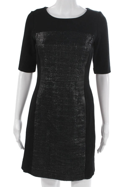 Milly Womens Sheath Dress Black Cotton Zip Knee Length Size 4