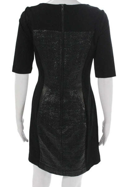 Milly Womens Sheath Dress Black Cotton Zip Knee Length Size 4