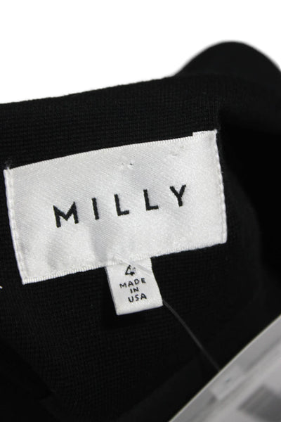 Milly Womens Sheath Dress Black Cotton Zip Knee Length Size 4