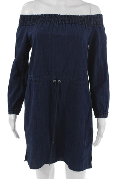 Rag & Bone Jean Womens Off Shoulder Striped Shift Dress Blue Size XS