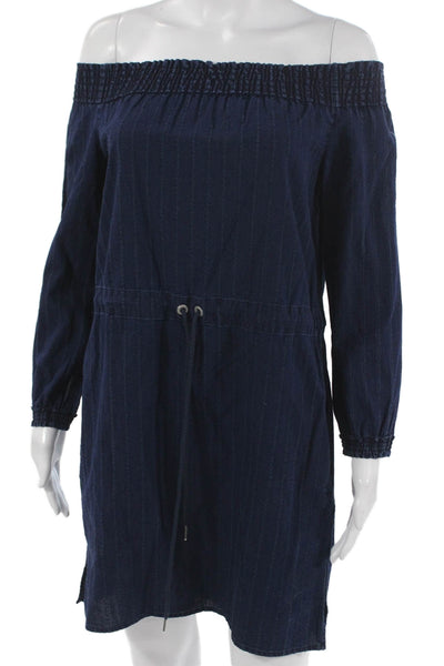 Rag & Bone Jean Womens Off Shoulder Striped Shift Dress Blue Size XS