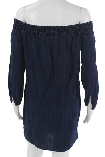 Rag & Bone Jean Womens Off Shoulder Striped Shift Dress Blue Size XS