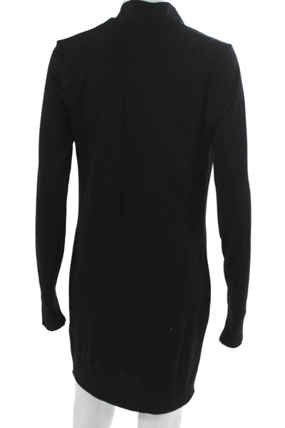 Helmut Lang Women Sweater Dress Black Cowl Long Sleeve Wool Mini Size S
