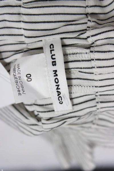 Club Monaco Women Paperbag Shorts White Striped Lyocell Tie Size 00