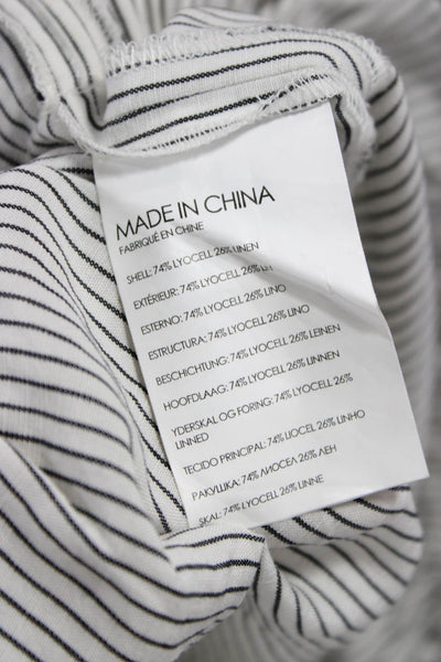 Club Monaco Women Paperbag Shorts White Striped Lyocell Tie Size 00