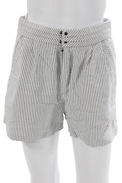 Rag & Bone Womens Paperbag Shorts White Striped Cotton Button Size 0