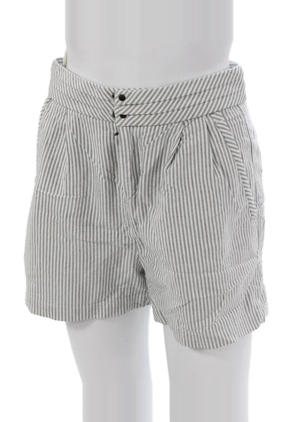 Rag & Bone Womens Paperbag Shorts White Striped Cotton Button Size 0