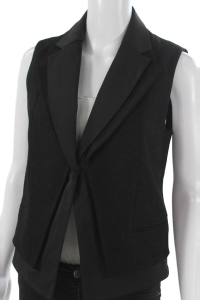 Club Monaco Women Sleeveless Black Vest Button Wool Blend Size M