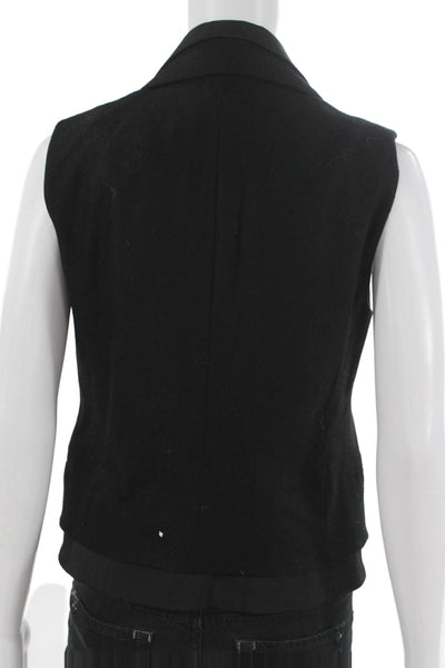 Club Monaco Women Sleeveless Black Vest Button Wool Blend Size M