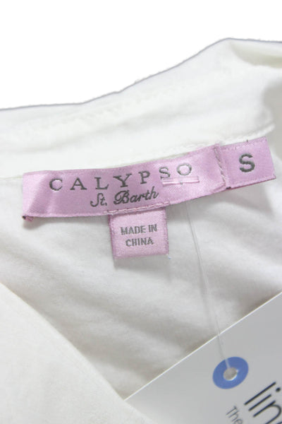 Calypso Saint Barth Womens Tunic Collared Cotton Long Sleeve White Size S