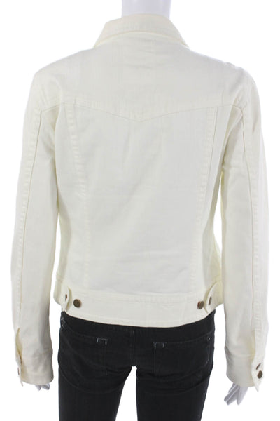 J Crew Womens Basic Jacket White Cotton Blend Long Sleeve Button Size M
