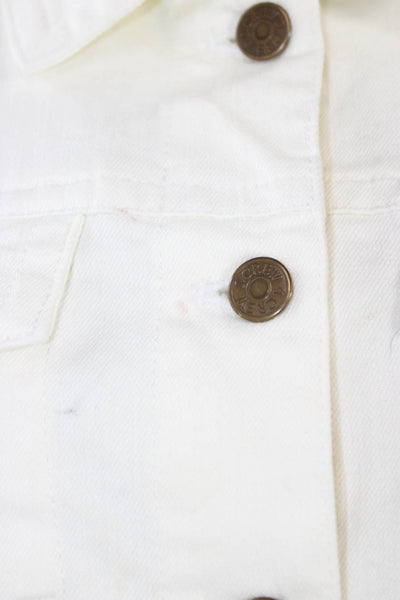 J Crew Womens Basic Jacket White Cotton Blend Long Sleeve Button Size M