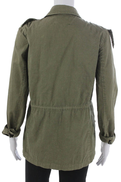 Velvet by Graham & Spencer Women Military Jacket Green Zip Longsleeve Size S