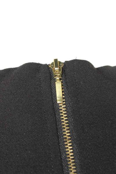 Zara Womens Basic Blouse Black Acrylic Mock Neck 3/4 Sleeve Zip Size S